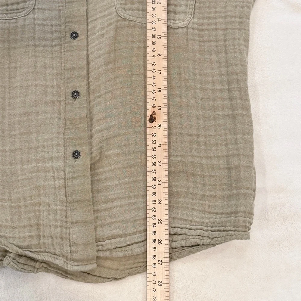 Free People Gauze Button Front Sleeveless Small Beige/Taupe Boho Utility Shirt